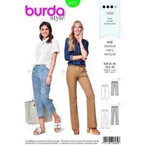 Burda Sewing Pattern 6432‎ Pants Trousers Cropped Misses Size 8-20